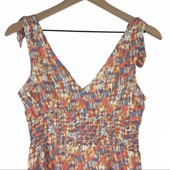 GYPSIES & MOONDUST Dress Boho V Neck Watercolor Tie Dye Knot Sleeve Small NWT - Picture 5 of 8